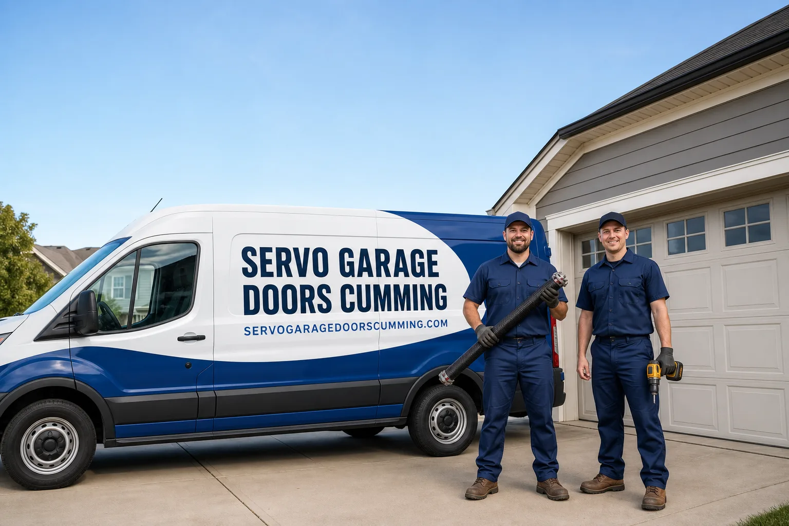 Servo Garage Doors Cumming garage door service vehicle and crew in Cumming, GA